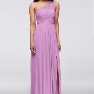 One Shoulder Long Lace Bridesmaid Dress